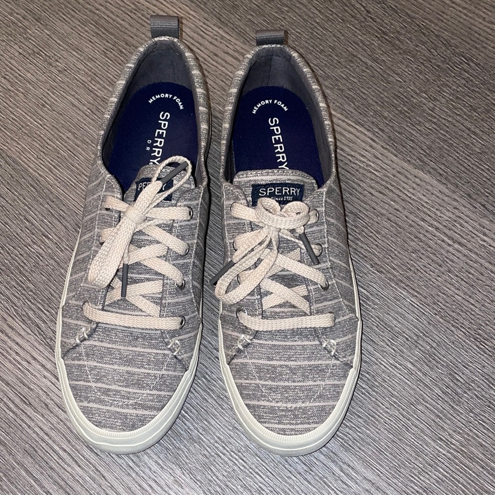 Sperry Gray Striped Women's Sneakers